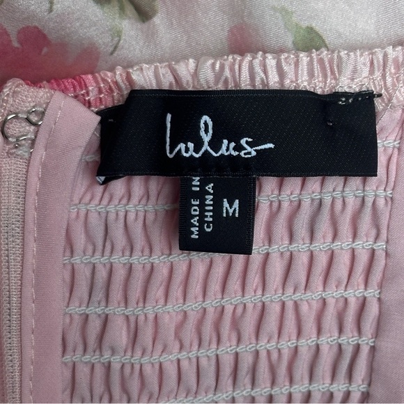 Lulus Romilly Light Pink Floral Tiered Midi Dress Size Medium - Picture 8 of 14